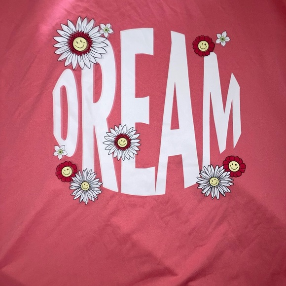 Short Sleeve Shirt: ‘Dream’ pink/salmon Women’s 3X Recycled Polyster/Spandex Tee - Picture 3 of 7